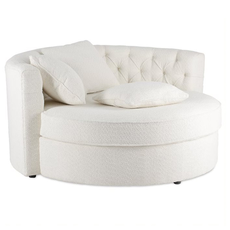 Кушетка круглая с обивкой из ткани букле Milky Boucle Chair Белая Молочный Кушетка круглая с обивкой из ткани букле Milky Boucle Chair Белая Молочный в Твери | Loft Concept