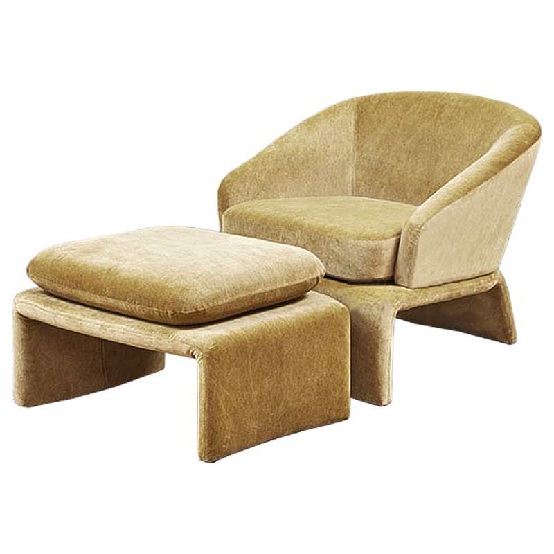 Кресло и пуф Connor Armchair Песочный Кресло и пуф Connor Armchair Песочный в Твери | Loft Concept