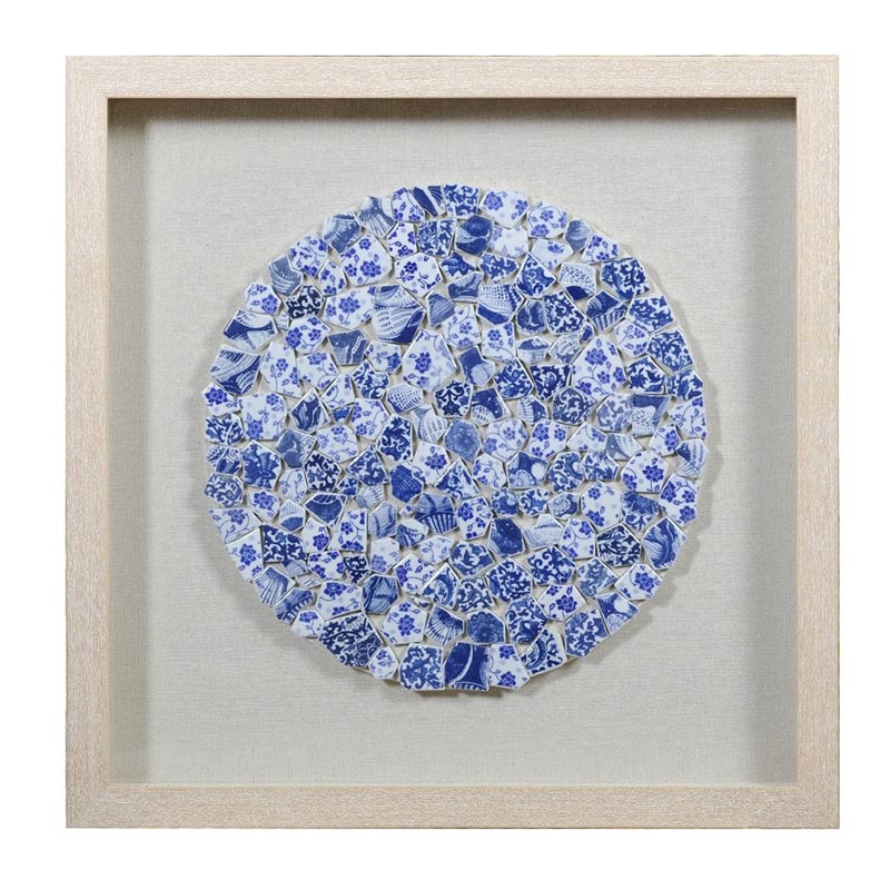 Панно Blue and White Mosaic circle Белый Синий Бежевый Панно Blue and White Mosaic circle Белый Синий Бежевый в Твери | Loft Concept