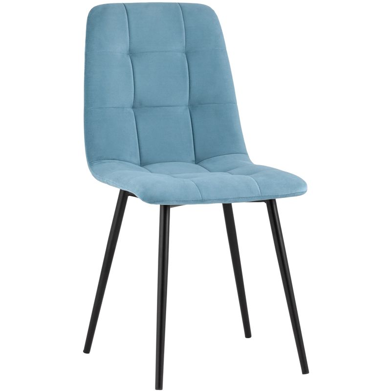 Стул NANCY S-2 Chair Голубой Велюр Голубой пастельный Черный Стул NANCY S-2 Chair Голубой Велюр Голубой пастельный Черный в Твери | Loft Concept