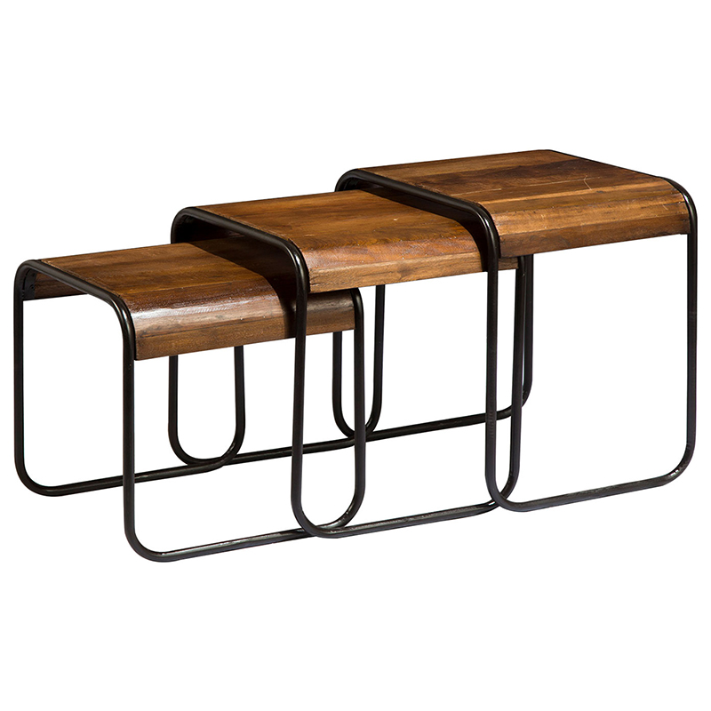 Комплект из 3-х приставных столов Sydney Side Tables Коричневый Черный Комплект из 3-х приставных столов Sydney Side Tables Коричневый Черный в Твери | Loft Concept