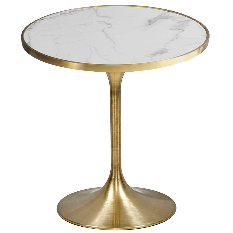 Обеденный стол Lovisa Table Circle Белый Латунь сатинированная Обеденный стол Lovisa Table Circle Белый Латунь сатинированная в Твери | Loft Concept