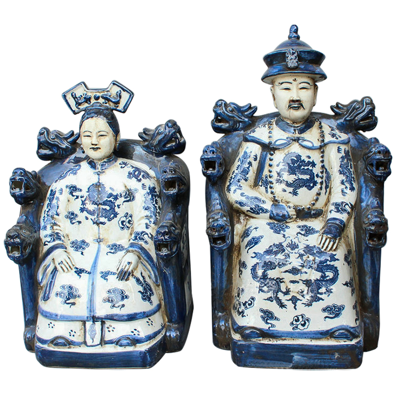 Комплект из двух статуэток Emperor and Empress Белый Синий Комплект из двух статуэток Emperor and Empress Белый Синий в Твери | Loft Concept