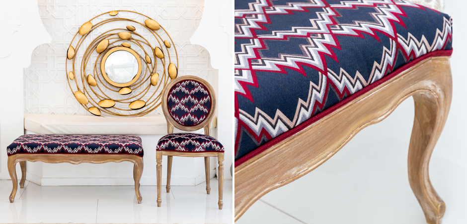 Банкетка Ikat Pattern с золотой патиной Банкетка Ikat Pattern с золотой патиной - Loft-Concept в Твери