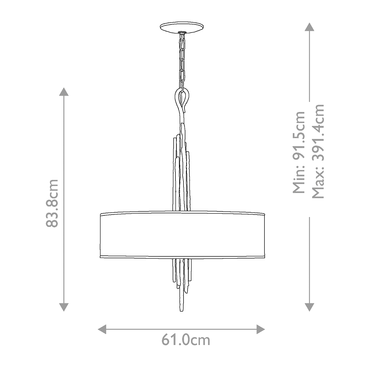 Люстра подвесная с широким белым текстильным абажуром и вертикальными декоративными элементами Hinkley в Твери