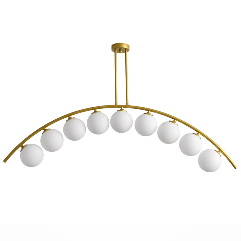 Светильник Ceiling lamp arc and balls Золотой Белое матовое стекло Светильник Ceiling lamp arc and balls Золотой Белое матовое стекло в Твери | Loft Concept