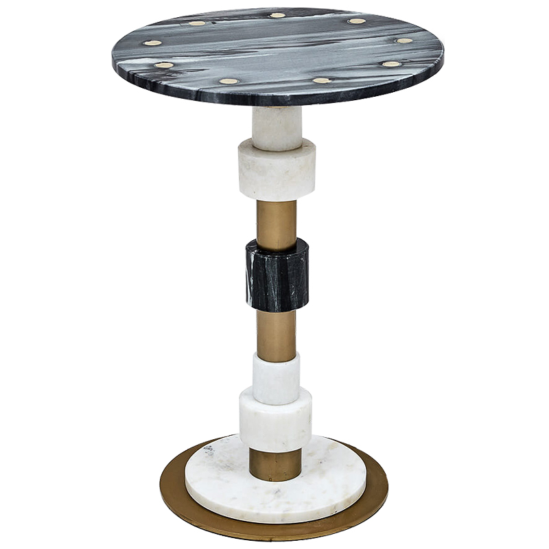 Приставной стол Aegina Side Table Черно-белый Белый Латунь Приставной стол Aegina Side Table Черно-белый Белый Латунь в Твери | Loft Concept