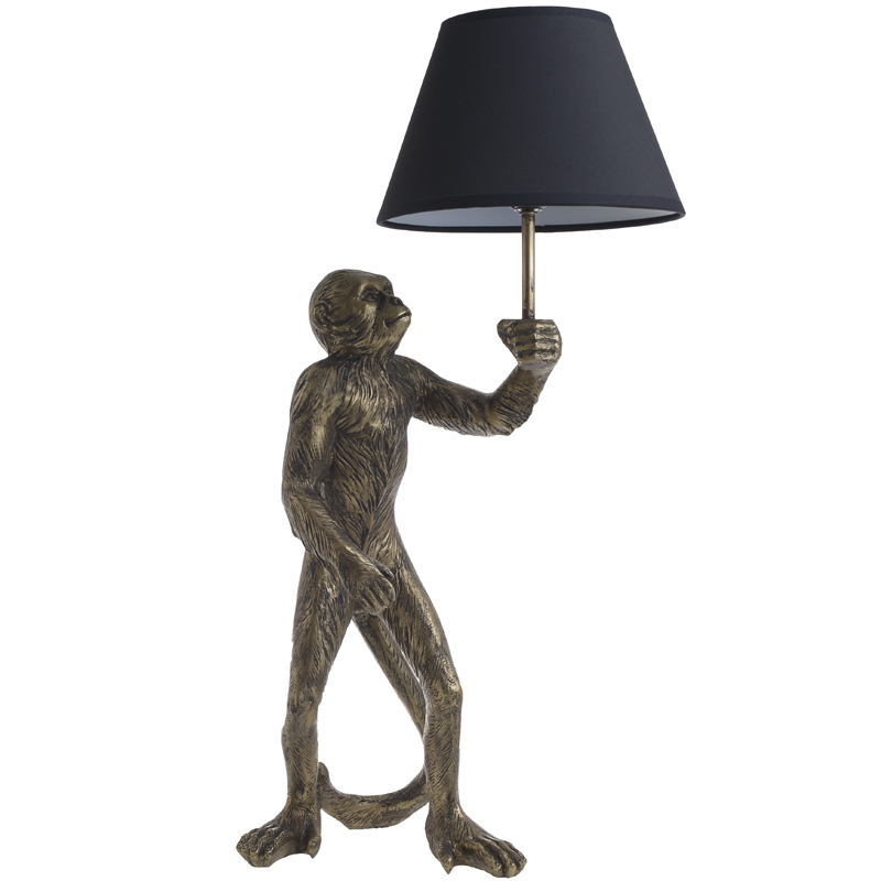 Настольная лампа Monkey with Black Lampshade Золотой Черный Настольная лампа Monkey with Black Lampshade Золотой Черный в Твери | Loft Concept