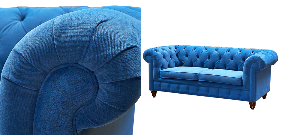 Диван Mini Kensington double blue velor Диван Mini Kensington double blue velor - Loft-Concept в Твери