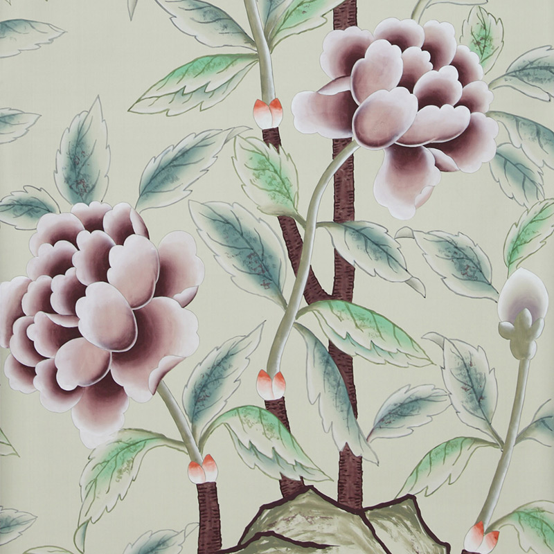Обои ручная роспись Korean Peony Special Colourway on Icefield dyed silk Обои ручная роспись Korean Peony Special Colourway on Icefield dyed silk в Твери | Loft Concept