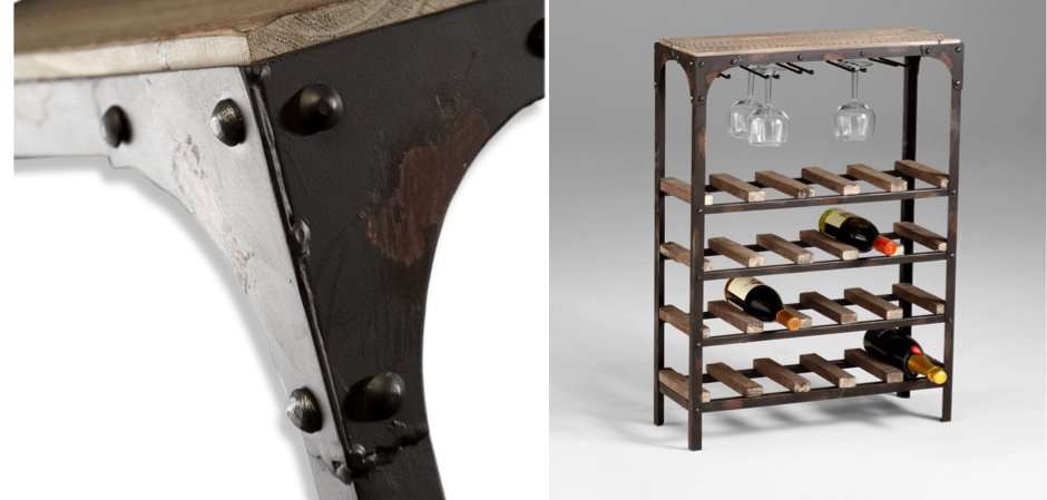 Стеллаж Industrial Metal Rust Console Wine Rack Стеллаж Industrial Metal Rust Console Wine Rack - Loft-Concept в Твери