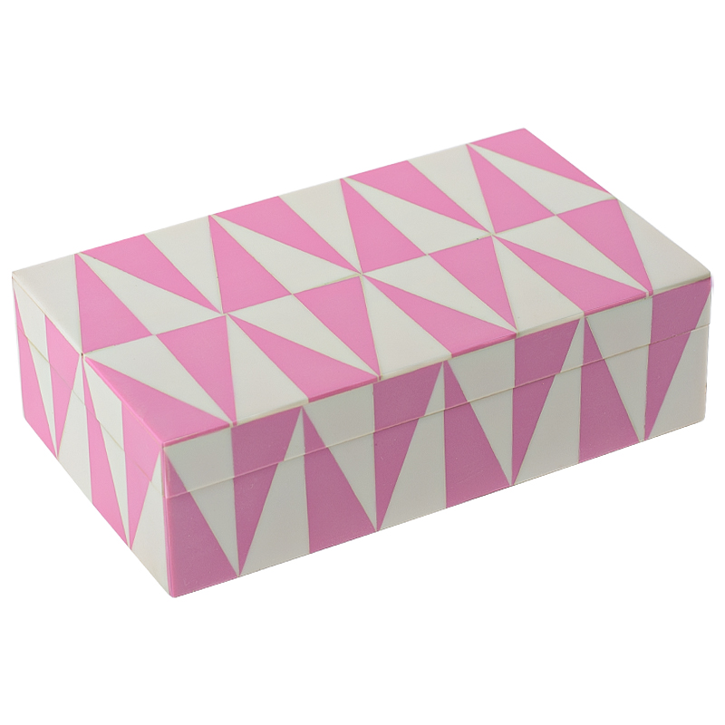 Шкатулка Pink Triangles Bone Inlay Box Розовый Белый Шкатулка Pink Triangles Bone Inlay Box Розовый Белый в Твери | Loft Concept