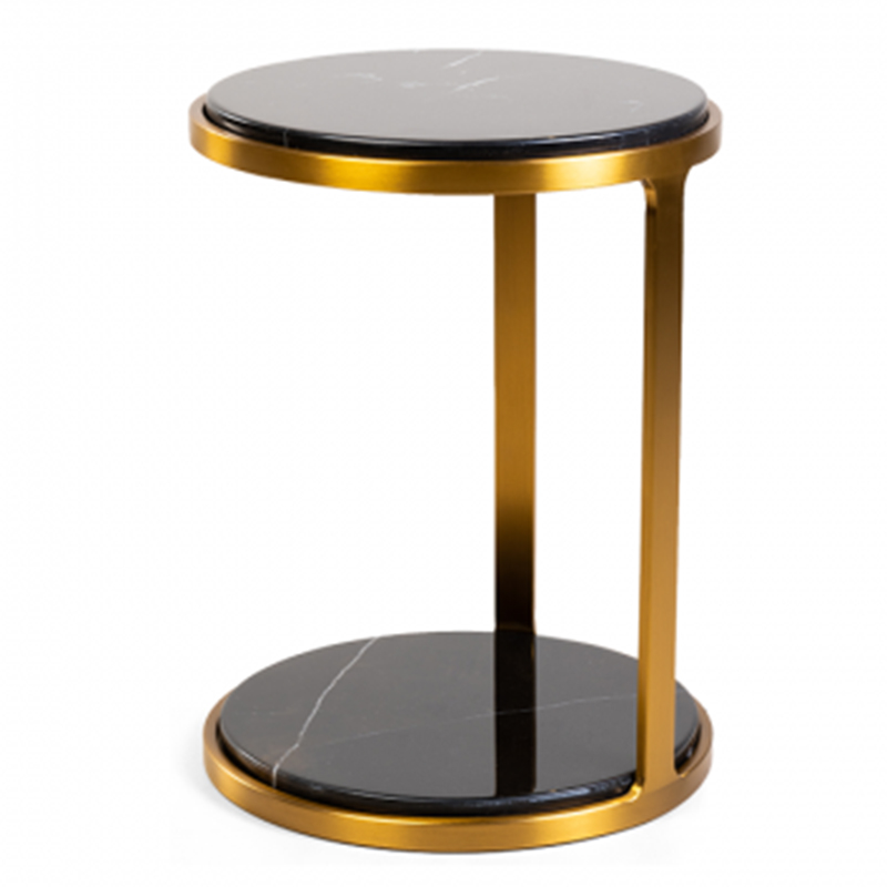 Приставной стол Viorel Marble Side Table Черный Мрамор Nero Глянцевое золото Приставной стол Viorel Marble Side Table Черный Мрамор Nero Глянцевое золото в Твери | Loft Concept