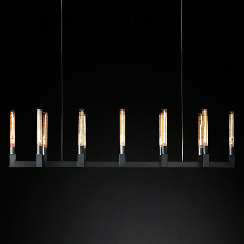 Люстра RH CANELLE Linear Chandelier 12 Modern Black Черный матовый Люстра RH CANELLE Linear Chandelier 12 Modern Black Черный матовый в Твери | Loft Concept