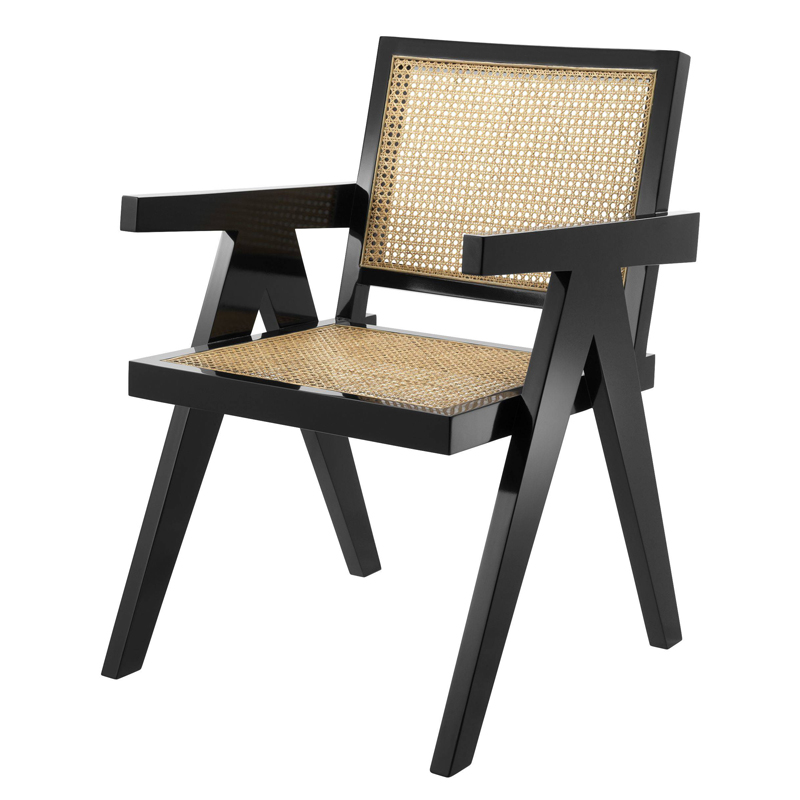 Стул Eichholtz Dining Chair Adagio Черный Бежевый Стул Eichholtz Dining Chair Adagio Черный Бежевый в Твери | Loft Concept