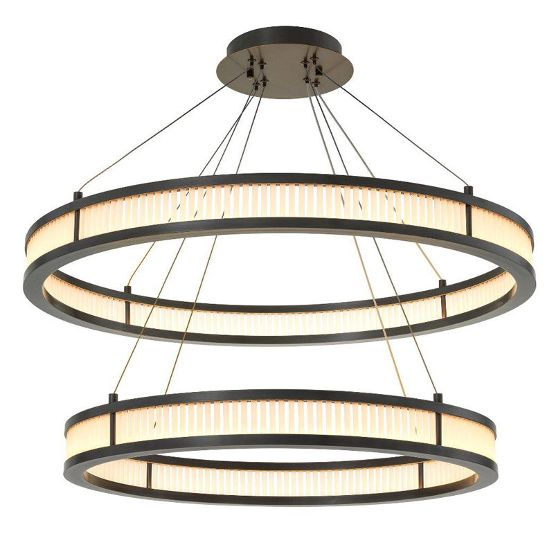 Люстра Eichholtz Chandelier Damien Double Bronze Темная бронза Белое матовое стекло Люстра Eichholtz Chandelier Damien Double Bronze Темная бронза Белое матовое стекло в Твери | Loft Concept