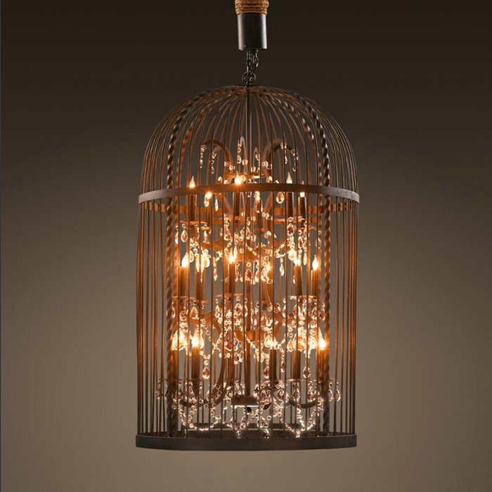 Люстра Steampunk Birdcage Chandelier Искусственная бурая ржавчина Черный Люстра Steampunk Birdcage Chandelier Искусственная бурая ржавчина Черный в Твери | Loft Concept