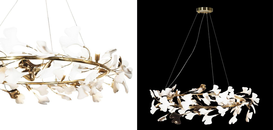 Декоративная люстра Wintery flover Gold с Белыми плафонами Декоративная люстра Wintery flover Gold с Белыми плафонами - Loft-Concept в Твери