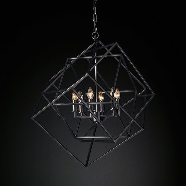 Люстра RH Caged Cubist Pendant black Черный Люстра RH Caged Cubist Pendant black Черный в Твери | Loft Concept