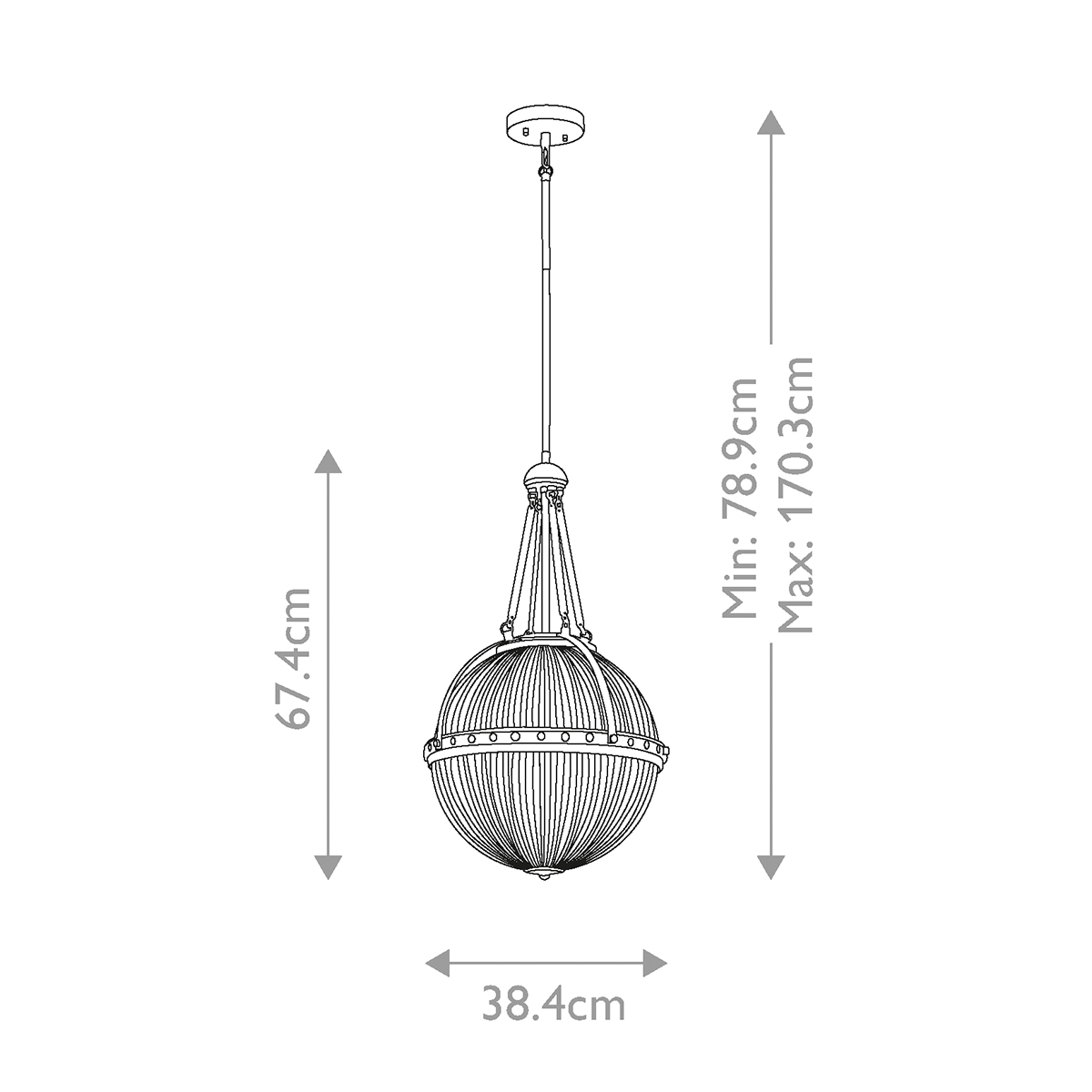 Подвесной светильник с рифленым стеклянным плафоном в форме шара Kichler в Твери