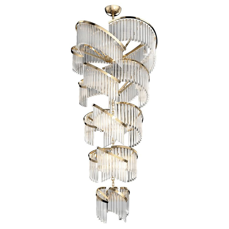 Большая Многоярусная Люстра для Высокого потолка Odeon Large Tiered Chandelier Золотой Прозрачное Стекло Большая Многоярусная Люстра для Высокого потолка Odeon Large Tiered Chandelier Золотой Прозрачное Стекло в Твери | Loft Concept