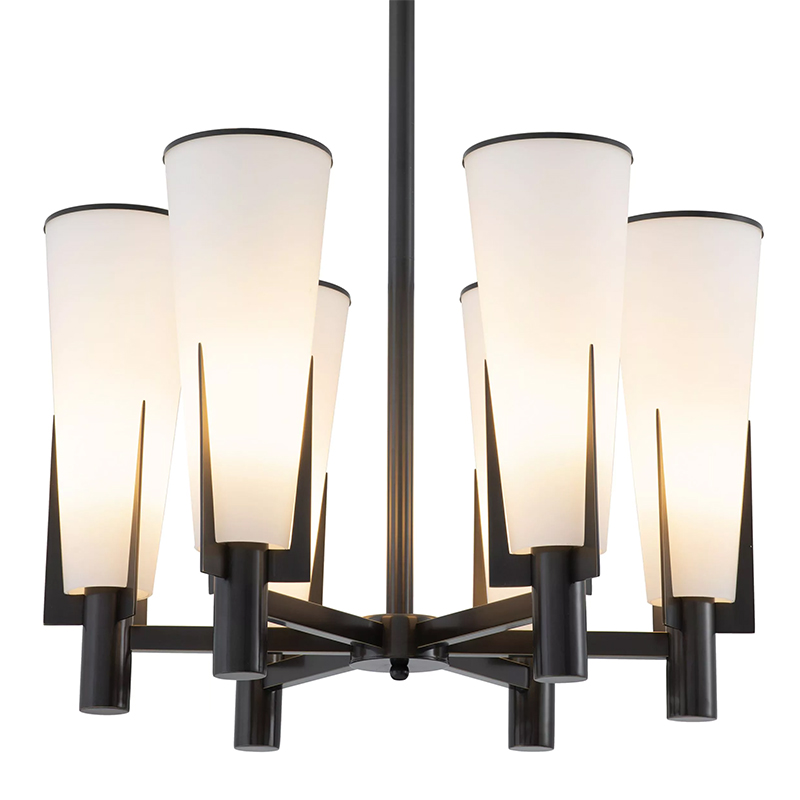 Люстра Eichholtz Chandelier Dino Bronze Белое матовое стекло Черный Темная бронза Люстра Eichholtz Chandelier Dino Bronze Белое матовое стекло Черный Темная бронза в Твери | Loft Concept