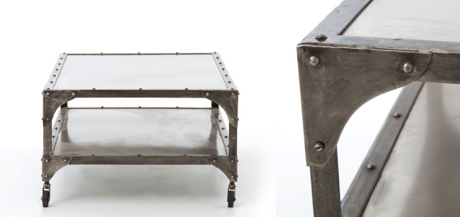 Кофейный стол Industrial Steampunk Nickel Coffee Table Кофейный стол Industrial Steampunk Nickel Coffee Table - Loft-Concept в Твери