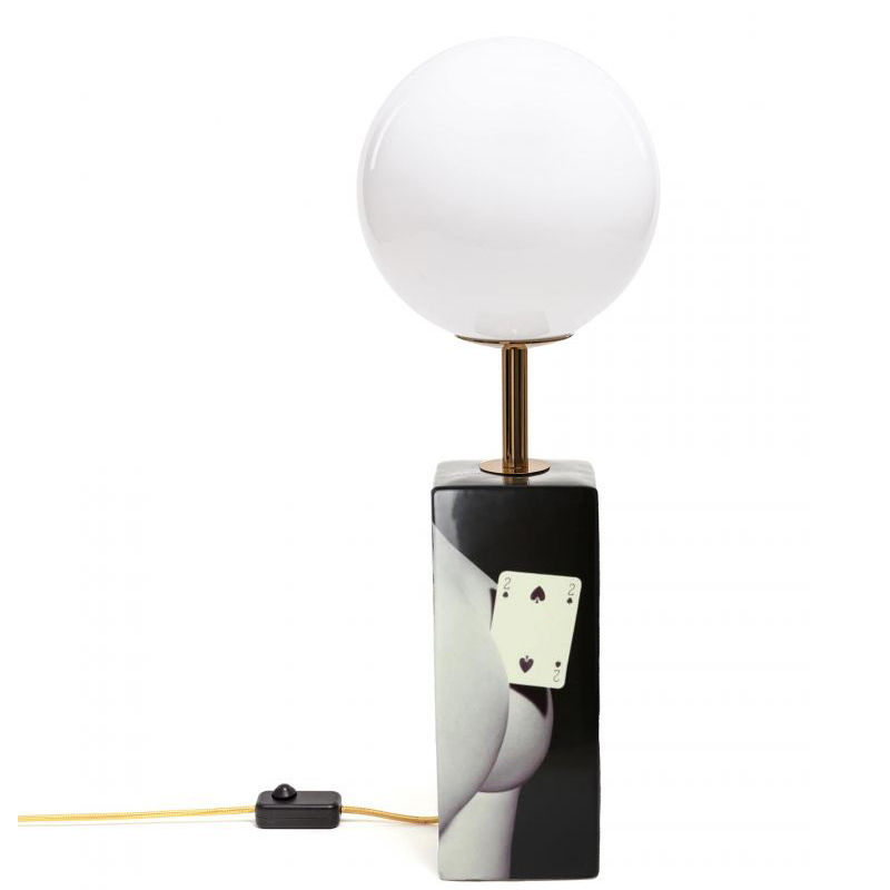 Настольная лампа Seletti Table Lamp Two of Spades Черный Белый Настольная лампа Seletti Table Lamp Two of Spades Черный Белый в Твери | Loft Concept