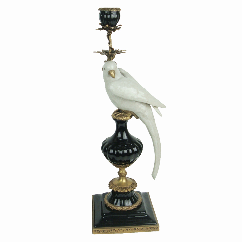 Подсвечник White Parrot Бронза Белый Черный Подсвечник White Parrot Бронза Белый Черный в Твери | Loft Concept