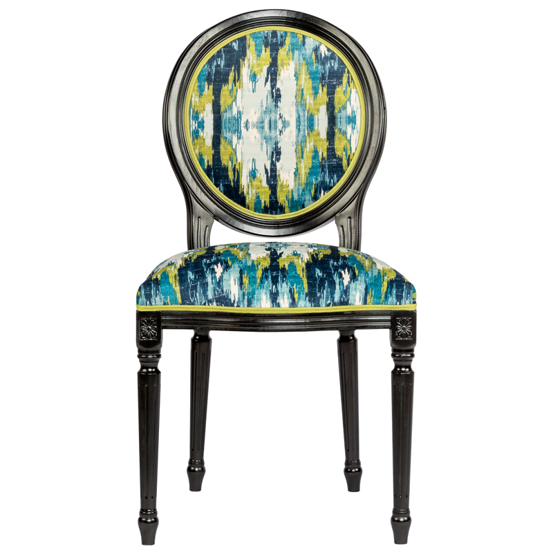 Мягкий стул с сине-зеленым узором Ikat Pattern Черный Мульти Мягкий стул с сине-зеленым узором Ikat Pattern Черный Мульти в Твери | Loft Concept