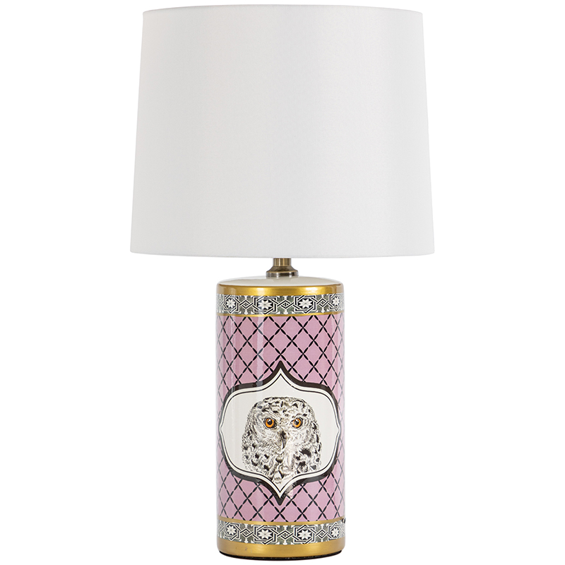 Настольная лампа Owl Collection Pink Lampshade Белый Розовый Черно-белый Золотой Настольная лампа Owl Collection Pink Lampshade Белый Розовый Черно-белый Золотой в Твери | Loft Concept