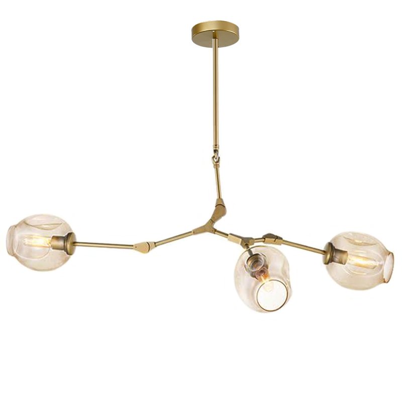 Люстра Сrumpled Glass Bubble Chandelier Gold 3 плафона Прозрачный (Transparent) Янтарь (Amber) Люстра Сrumpled Glass Bubble Chandelier Gold 3 плафона Прозрачный (Transparent) Янтарь (Amber) в Твери | Loft Concept