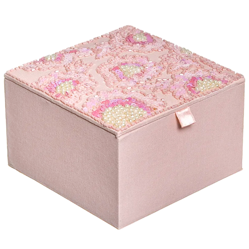 Шкатулка с вышивкой из бисера Fleur Beads Embroidery Box Розовый Шкатулка с вышивкой из бисера Fleur Beads Embroidery Box Розовый в Твери | Loft Concept