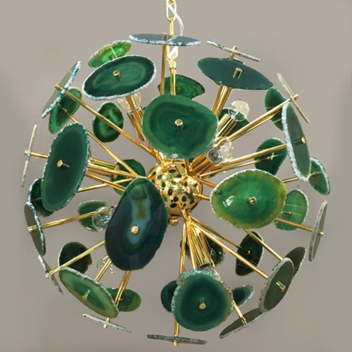 Люстра Agate Burst Chandelier Green Зеленый Золотой Люстра Agate Burst Chandelier Green Зеленый Золотой в Твери | Loft Concept