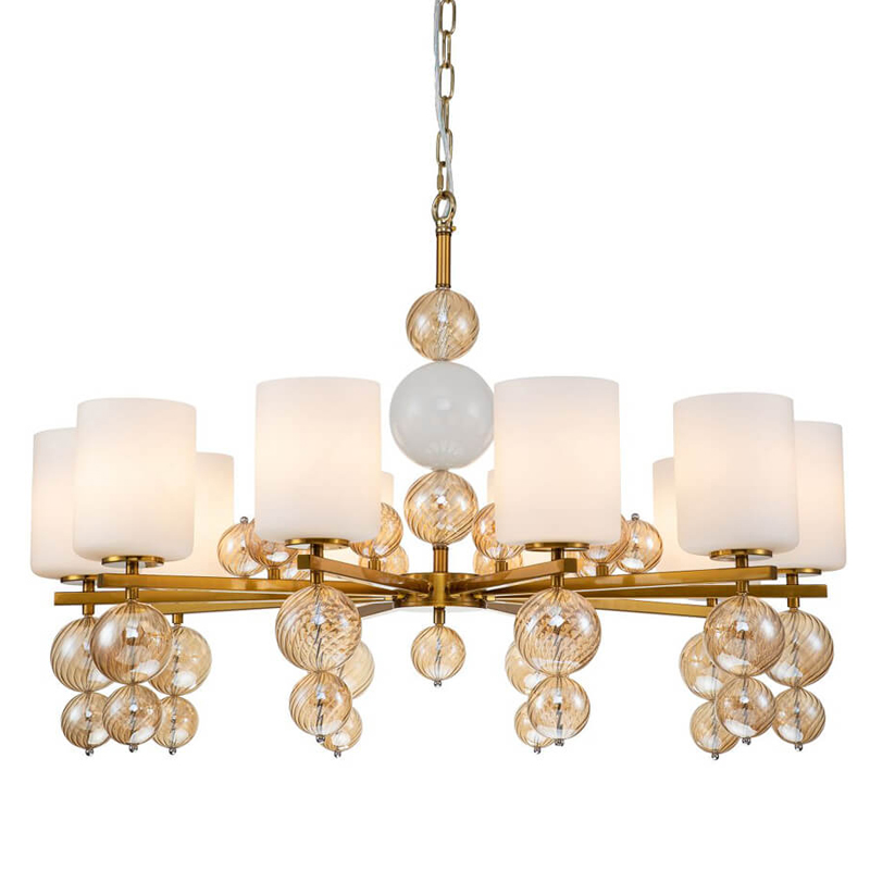 Люстра Blown Glass Balloons Chandelier 10 Латунь Белый Янтарный Люстра Blown Glass Balloons Chandelier 10 Латунь Белый Янтарный в Твери | Loft Concept