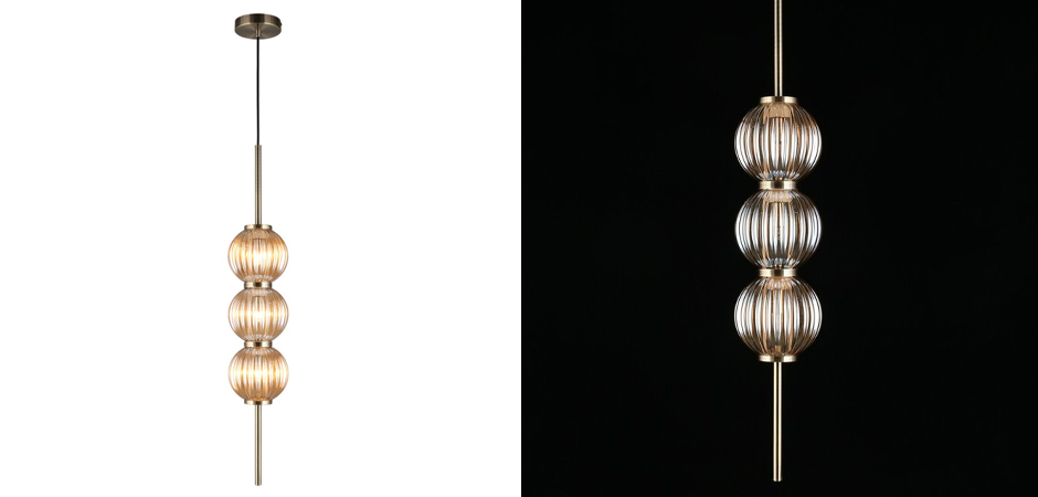 Подвесной светильник Shell Beads с янтарным стеклом Подвесной светильник Shell Beads с янтарным стеклом - Loft-Concept в Твери