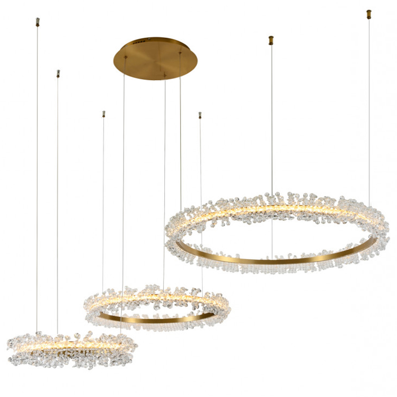 Люстра Crystal round chandelier 3 кольца Латунь Прозрачный Латунь Люстра Crystal round chandelier 3 кольца Латунь Прозрачный Латунь в Твери | Loft Concept