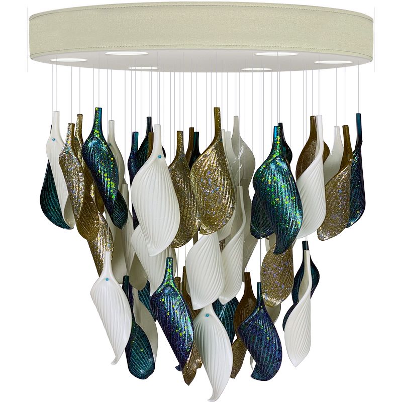 Дизайнерская люстра Turquoise Flower Petals высота 60 см Бежево-серый Мульти в Твери | Loft Concept 