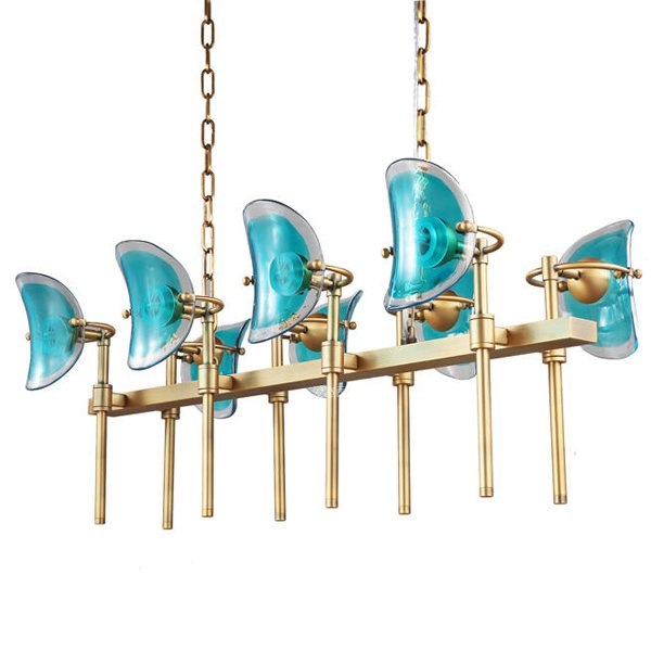 Люстра Lily Turquoise Glass rectangle Золотой Бирюзовый Люстра Lily Turquoise Glass rectangle Золотой Бирюзовый в Твери | Loft Concept