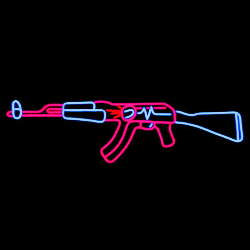 Неоновая настенная лампа Machine Gun Neon Wall Lamp Прозрачный Розовый Голубой Неоновая настенная лампа Machine Gun Neon Wall Lamp Прозрачный Розовый Голубой в Твери | Loft Concept