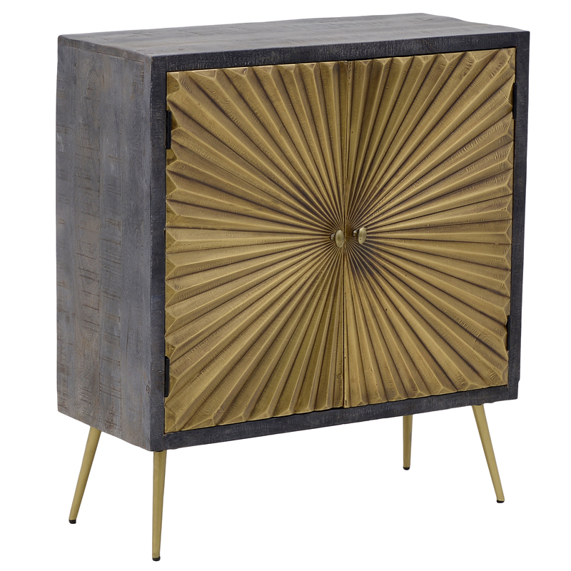 Комод с рельефным фасадом Loritz Sun Chest of Drawers Золотой Черный Комод с рельефным фасадом Loritz Sun Chest of Drawers Золотой Черный в Твери | Loft Concept