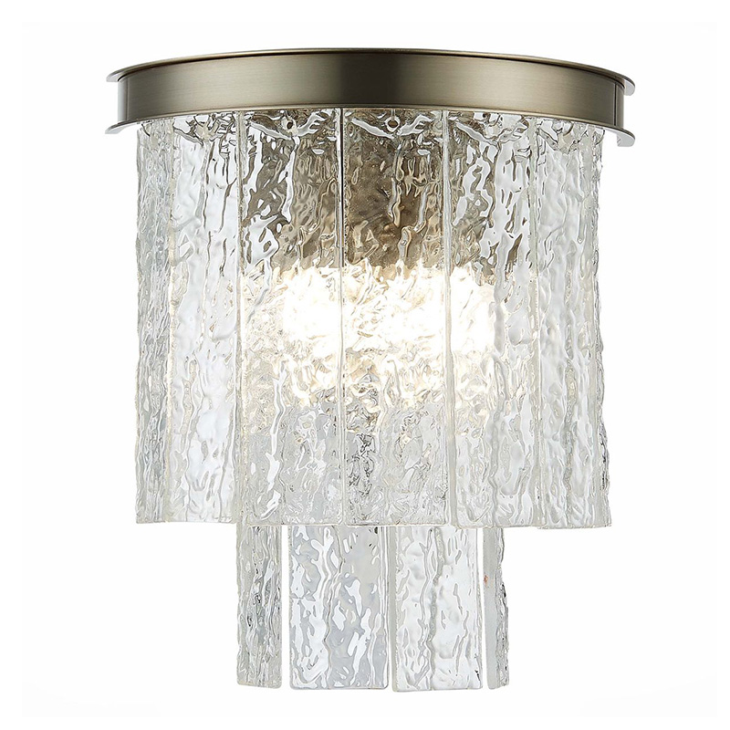 Бра Renea Textured Glass Wall Lamp Nickel Никель Прозрачное Стекло Бра Renea Textured Glass Wall Lamp Nickel Никель Прозрачное Стекло в Твери | Loft Concept