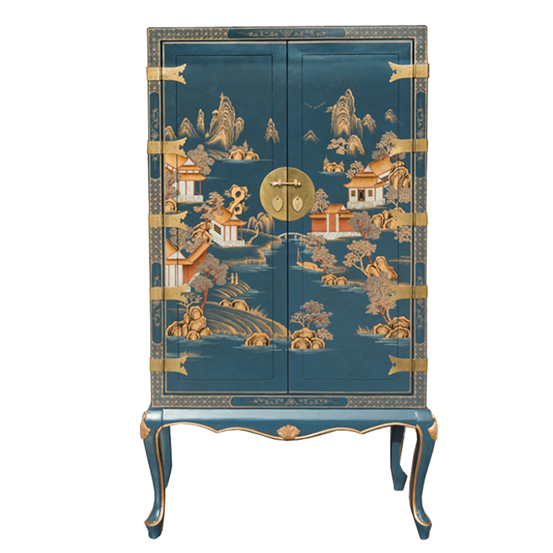 Голубой Шкаф в Китайском стиле Chinese Village Cabinet Голубой Мульти в Твери | Loft Concept 