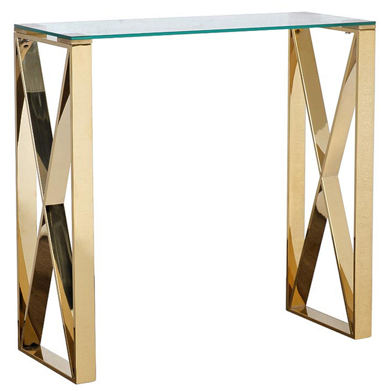 Консоль Golden Luxury II Console Золотой Прозрачное Стекло Консоль Golden Luxury II Console Золотой Прозрачное Стекло в Твери | Loft Concept