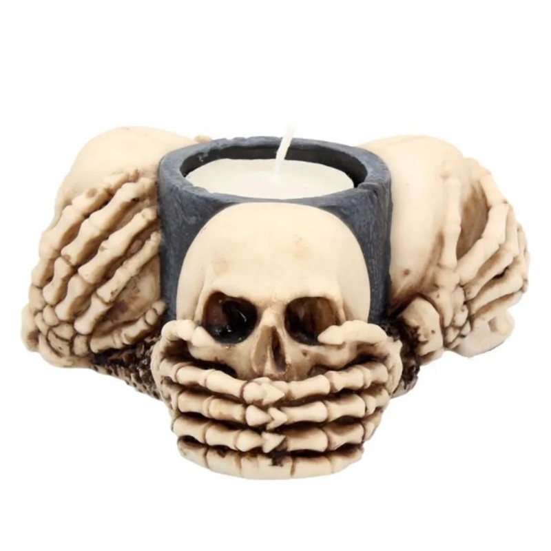 Подсвечник Three Wise Skulls Черный Бежево-серый Подсвечник Three Wise Skulls Черный Бежево-серый в Твери | Loft Concept