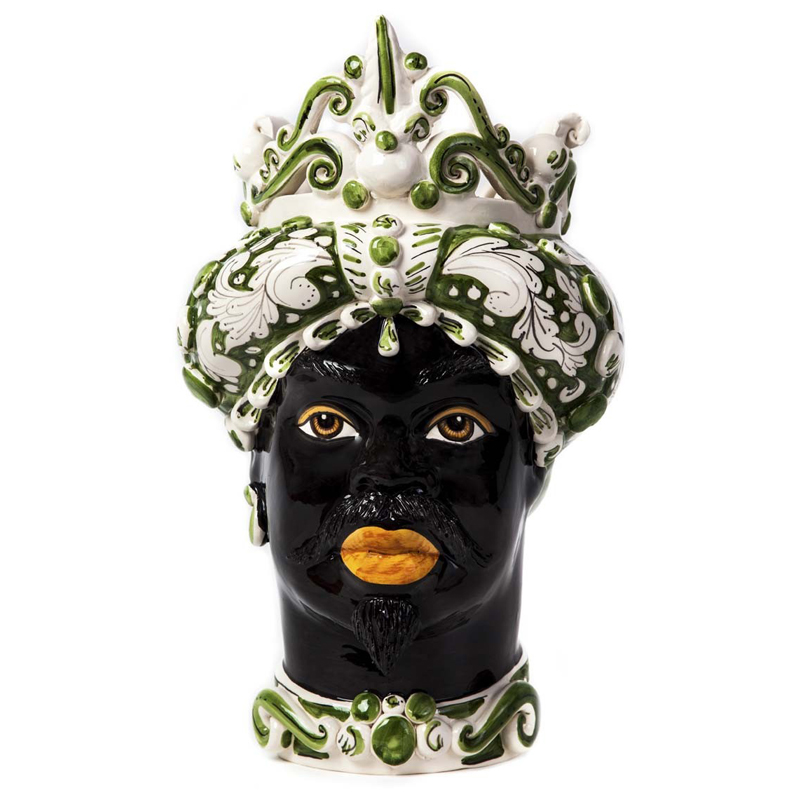 Ваза VASE MORO MAN MEDIUM green Черный Белый Зеленый Ваза VASE MORO MAN MEDIUM green Черный Белый Зеленый в Твери | Loft Concept