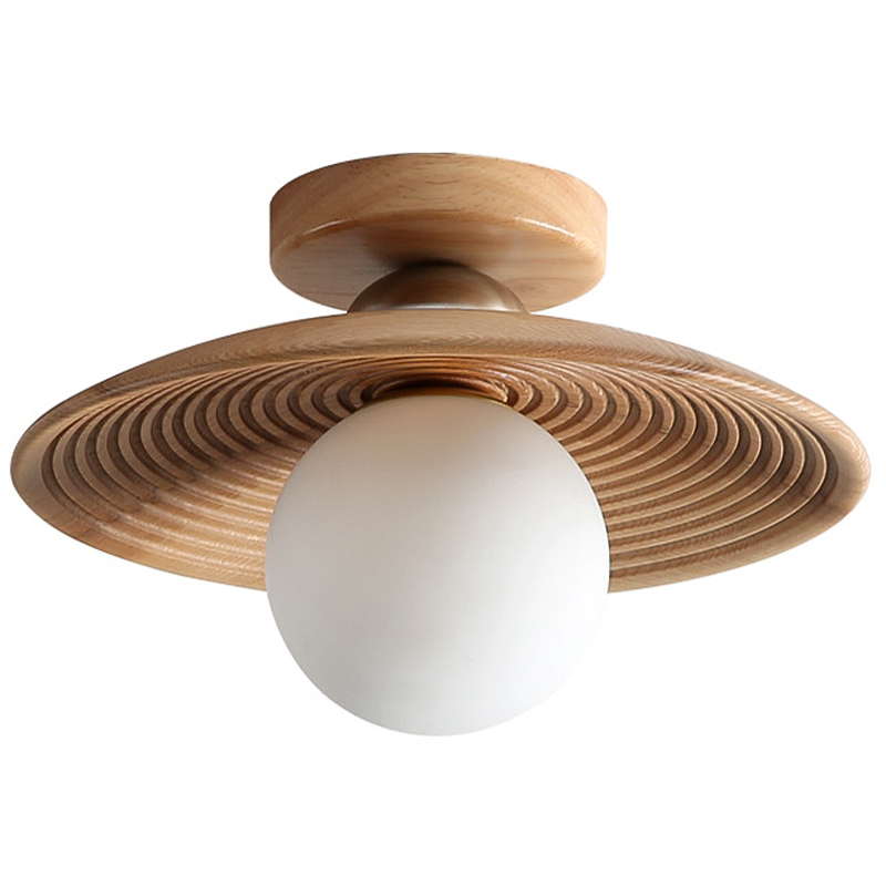 Потолочный светильник Ogata Wooden Light Коричневый Древесина Белое матовое стекло Потолочный светильник Ogata Wooden Light Коричневый Древесина Белое матовое стекло в Твери | Loft Concept