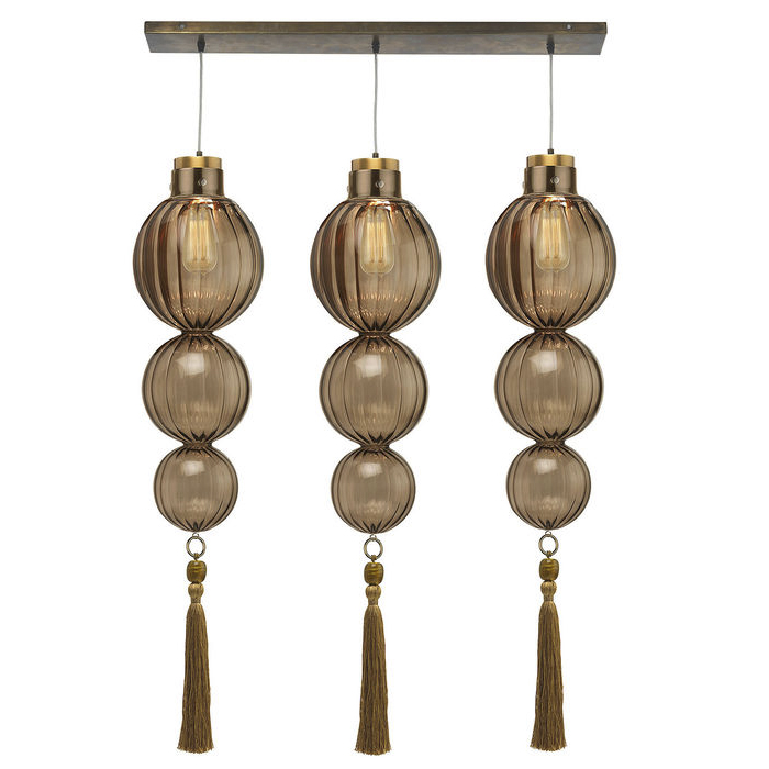 Люстра Heathfield Lighting - Medina Linear 3 Chandelier Хром Латунь Прозрачный Коричневый Голубой Люстра Heathfield Lighting - Medina Linear 3 Chandelier Хром Латунь Прозрачный Коричневый Голубой в Твери | Loft Concept