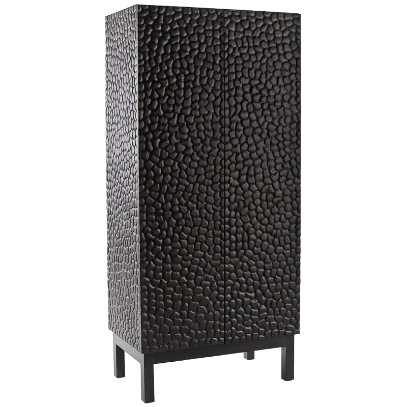 Шкаф Black Pebble Wood Carved Cabinet Черный Шкаф Black Pebble Wood Carved Cabinet Черный в Твери | Loft Concept