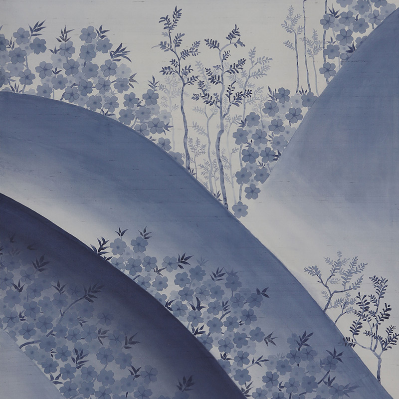 Обои ручная роспись Kiso Mountains Special Colourway on Lilac Hint slub silk  в Твери | Loft Concept 
